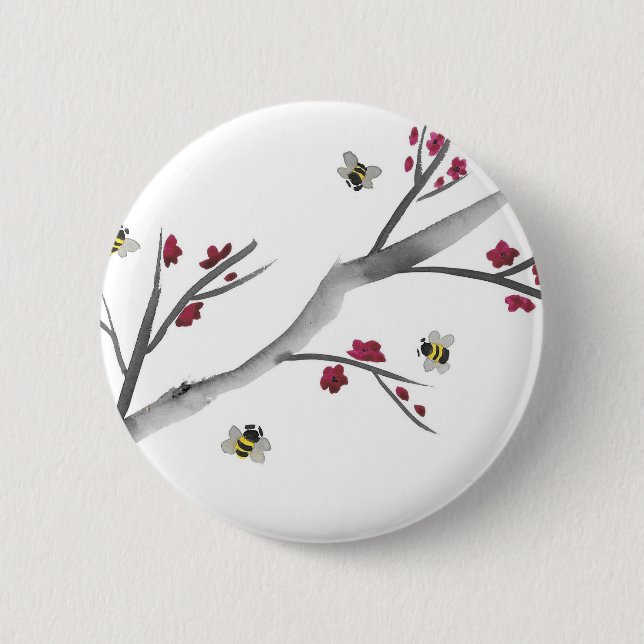 Blüten und Bienen Button (Vorderseite)