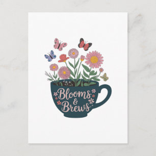 Blüten- und Braudesign - Whimsical Floral Graphic Postkarte
