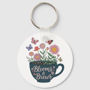 Blüten- und Braudesign - Whimsical Floral Graphic Schlüsselanhänger
