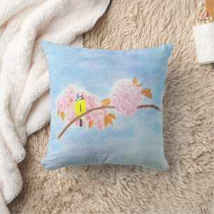 Blüten und Gartenvögel Kissen