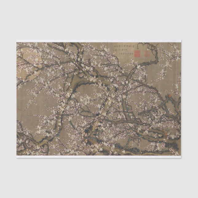 Blüten und Mond von Ito Jakuchu Seidenpapier (Vorderseite)
