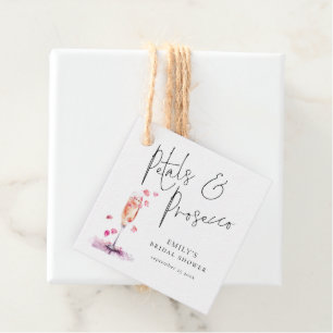 Blüten und Prosecco Elegante Schrift Brautparty Geschenkanhänger