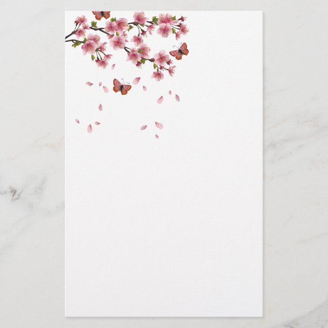 Blüten und Schmetterlinge Briefpapier (Vorderseite)