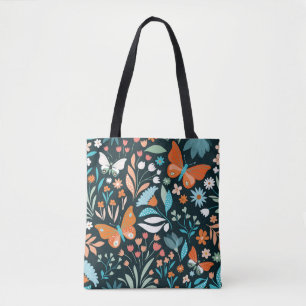 Blüten und Schmetterlinge, dekorative nahtlose Pat Tasche