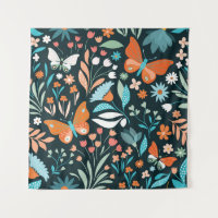 Blüten und Schmetterlinge, dekorative nahtlose Pat