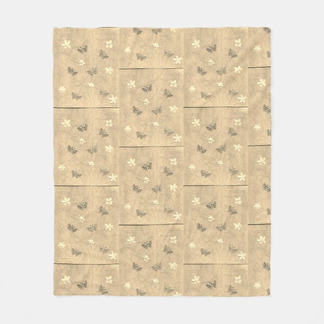 Blüten und Schmetterlinge Fleecedecke (Vorderseite)