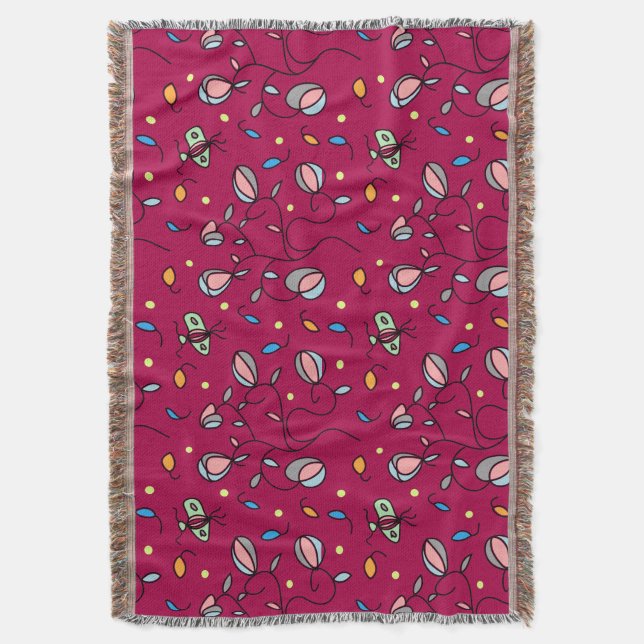 Blüten und Schmetterlinge, lustig, nahtlos rosa Mu Decke (Vorderseite Vertikal)