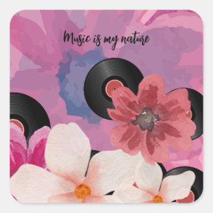 Blüten und Vinyl Quadratischer Aufkleber