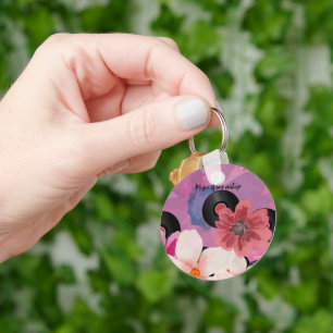 Blüten und Vinyl Schlüsselanhänger