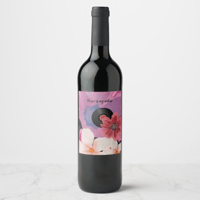 Blüten und Vinyl Weinetikett (Vorderseite)