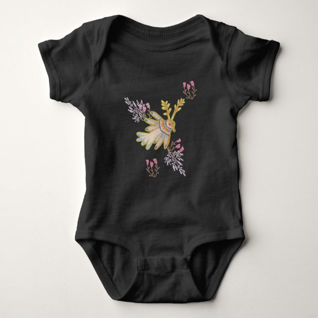 Blüten und Vögel Baby Strampler (Vorderseite)