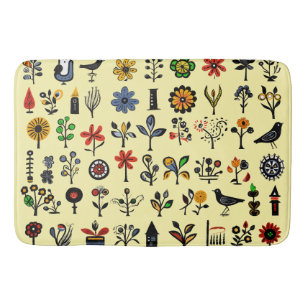 Blüten und Vögel Badematte
