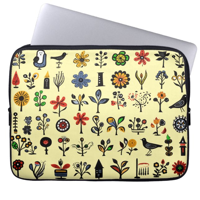 Blüten und Vögel Laptopschutzhülle (Vorderseite)