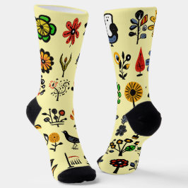Blüten und Vögel Socken