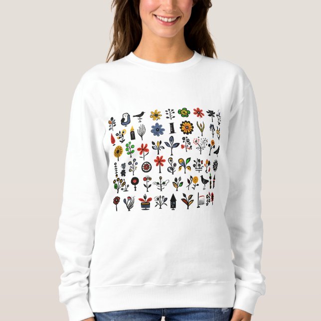 Blüten und Vögel Sweatshirt (Vorderseite)