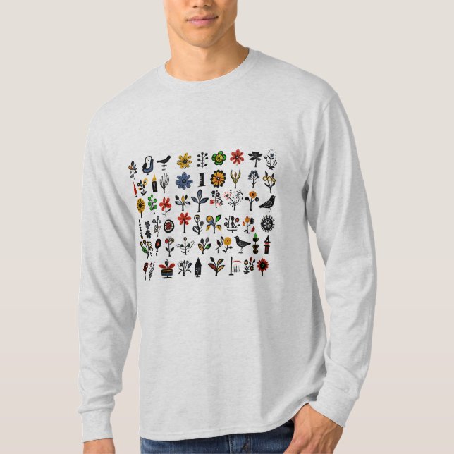 Blüten und Vögel T-Shirt (Vorderseite)