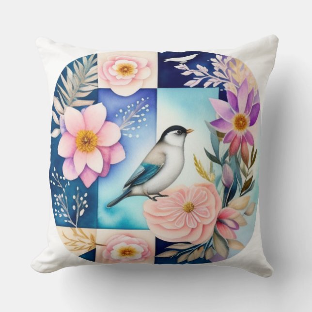 Blüten & Vögel  Kissen (Vorderseite)