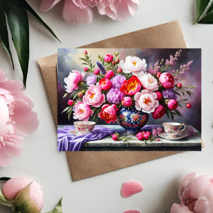 Blüten von Pfingstrosen, Orientalischer Blumenstra Karte