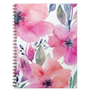 Blüten   Wasserfarben Rosa Blumen Gemalt Notizblock