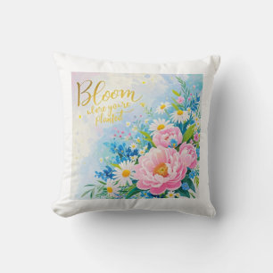 Blüten wo Sie gepflanzt werden Vibrant Wasserfarbe Kissen