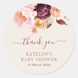 Blütenbaby florale Babydusche Runder Aufkleber