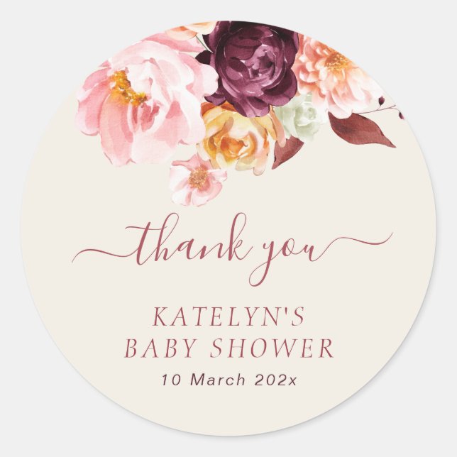 Blütenbaby florale Babydusche Runder Aufkleber (Vorderseite)