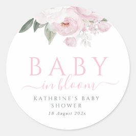 Blütenbaby in rosa Blütendusche Runder Aufkleber