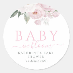 Blütenbaby in rosa Blütendusche Runder Aufkleber