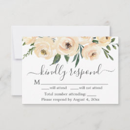 Blütenbeige Rose Gold Weiße RSVP-Karte Dankeskarte