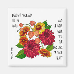 Blütenblätter (bunte Gänse) w Vers aus Psalm 37:4 Magnet