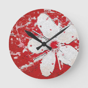 Blütenblätter der Sakura-Kirsche Runde Wanduhr