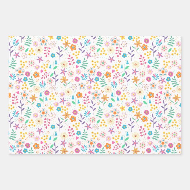 Blütenblätter Geschenkpapier Set (Vorderseite)