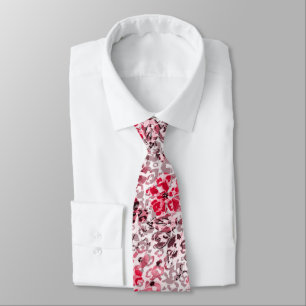 Blütenblätter, Leopard, Rot und Weiß, Rot, Weiß, S Krawatte
