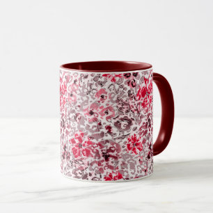 Blütenblätter, Leopard, Rot und Weiß, Rot, Weiß, S Tasse