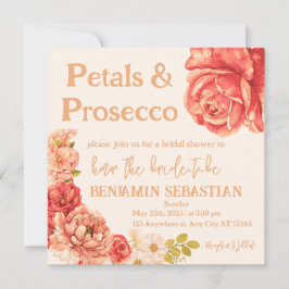 Blütenblätter Prosecco elegantes Brautparty Einladung