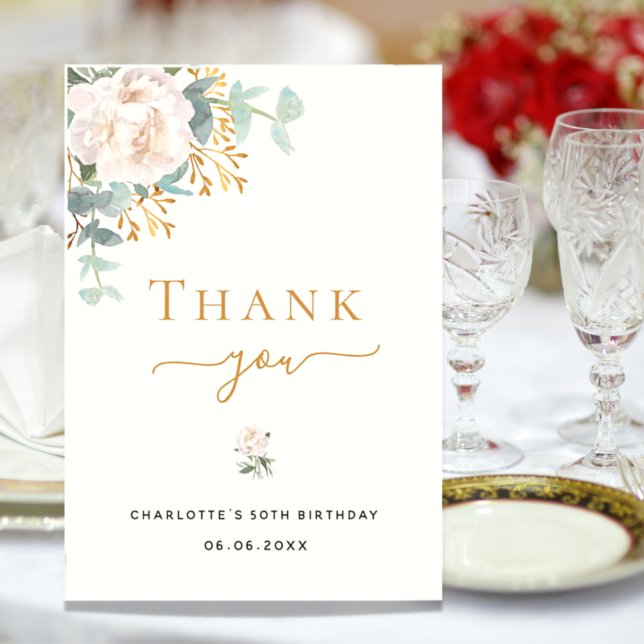 Blütenblättrige Eukalyptus-Grünpflanzen Dankeskarte (Von Creator hochgeladen)