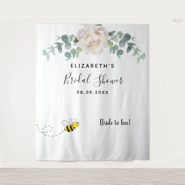 Blütenblättriger Eukaluptus-Blütenblüte zu Biene Wandteppich (Vorderseite)
