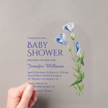 Blütenblau-Aquarell-Babydusche