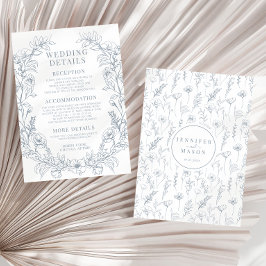 Blütenblau - Klassische Hochzeit Begleitkarte