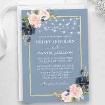 Blütenblau Pink Blush Blues String Lights Hochzeit