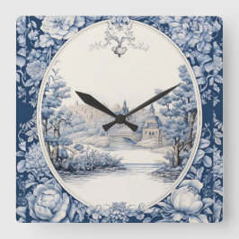 Blütenblau Quadratische Wanduhr