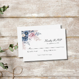 Blütenblau Rosa Blütenrosa Elegante Hochzeit RSVP Karte