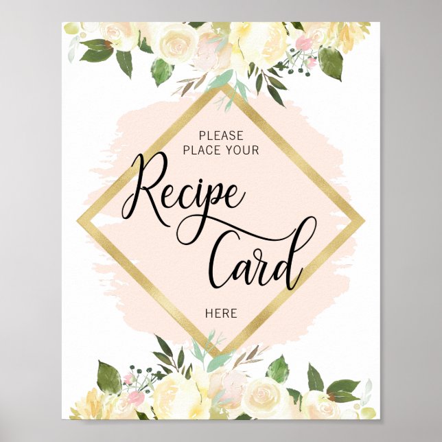 Blütenblau Rosa RECIPE-KARTE Poster (Vorne)