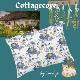 Blütenblau und Gelb Dekokissen