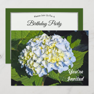 Blütenblau und Gelb-Hydrangea-Foto Geburtstag Einladung
