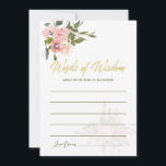 Blütenblau und goldener Hinweis für die Braut<br><div class="desc">Trendy Blush and Gold Wedding floral Aquarell Brautparty Ratschläge für Bride-to-be-Karten mit eleganter Handschrift Typografie,  die auf Ihre Besonderheiten angepasst werden kann.</div>