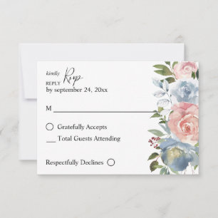 Blütenblau und Rosa Blütenfarben RSVP-Karte RSVP Karte