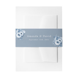 Blütenblau-weiße Aquarelle Hochzeit Einladungsbanderole