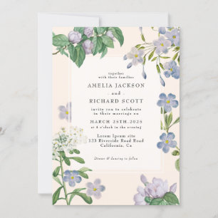 Blütenblaue Hochzeit Einladung