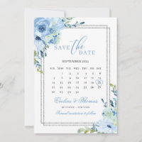 Blütenblauer Silberkalender Hochzeit des Glitzer